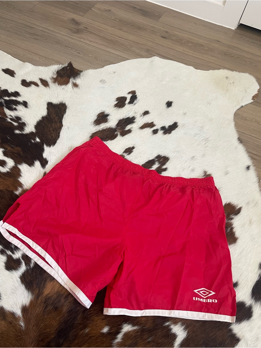 Umbro Red Men’s Athletic Shorts with White Trim